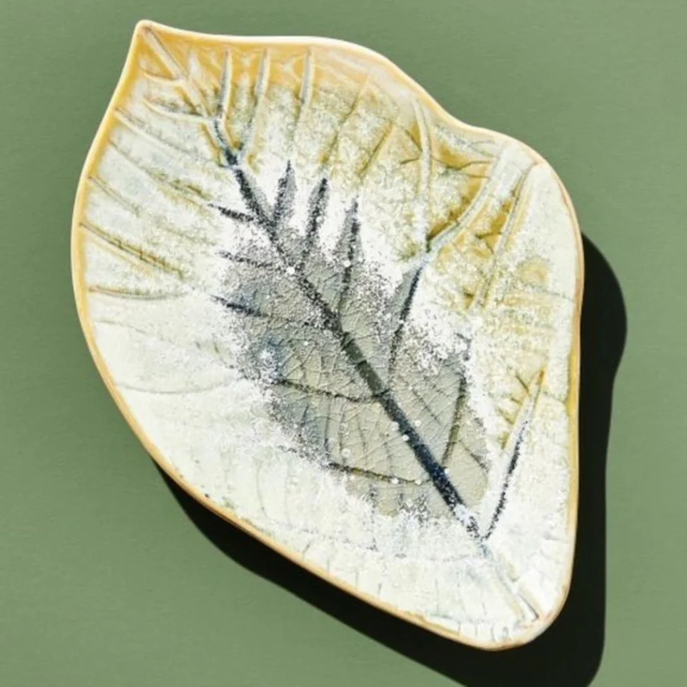 Anthropologie Oak Leaf Ceramic Side Dish